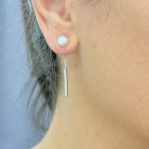 AROS DE PLATA RODINADA MODELO DESMONTABLE CON PERLA