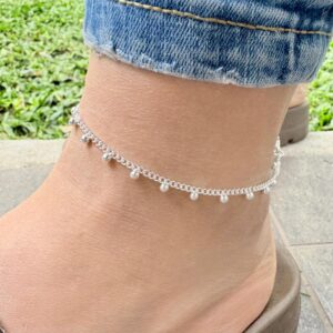 TOBILLERA DE ACERO BLANCO MODELOS BOLITAS