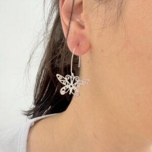 AROS DE PLATA MODELO MARIPOSAS COLGANTES