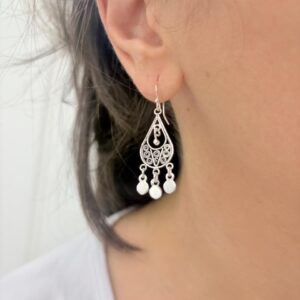 AROS DE PLATA MODELO COLGANTE CALADO