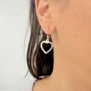 AROS DE PLATA MODELO CORAZON CALADO COLGANTE