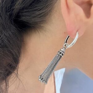 AROS DE PLATA LINEA HINDU MODELO TIRAS COLGANTES