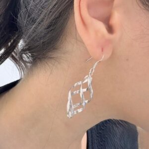 AROS DE PLATA MODELO CALADOS COLGANTES