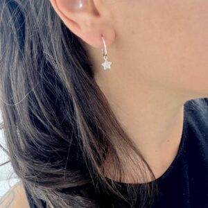 AROS DE PLATA MODELO CUBANO CON ESTRELLA