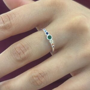 ANILLO DE PLATA RODINADA MODELO 7 CHACRAS