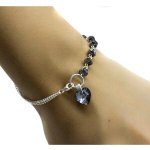 PULSERA DE PLATA Y CRISTAL EUROPEO MODELO MARIE COLOR GRIS