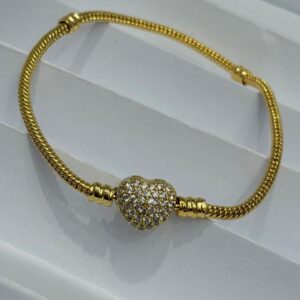 PULSERA DE ACERO BLANCO MODELO "CORAZON"/ 18CM