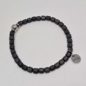 PULSERA DE ACERO Y HEMATITE COLOR GRIS