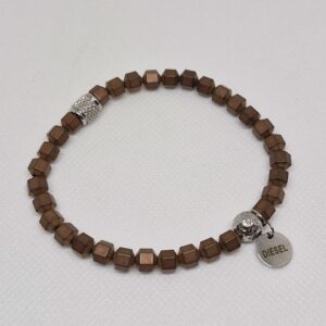 PULSERA DE ACERO Y HEMATITE COLOR MARRON