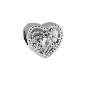 CHARMS DE ACERO MODELO CORAZON CON PIEDRA