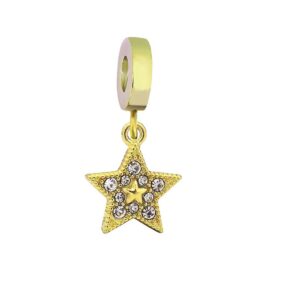CHARMS DE ACERO DORADO MODELO ESTRELLA COLGANTE