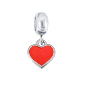 CHARMS DE ACERO MODELO CORAZON COLGANTE COLOR ROJO