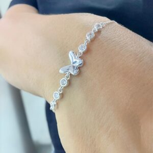 PULSERA DE PLATA RODINADA MODELO MARIPOSA
