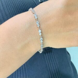 PULSERA DE PLATA RODIANDA MODELO CIRCULOS CON PIEDRAS