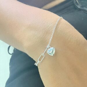 PULSERA DE PLATA MODELO FORCET CON ROLO Y CORAZON