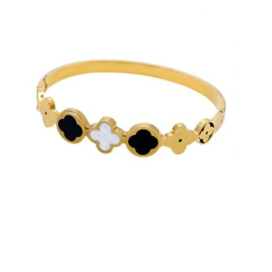 ESCLAVA DE ACERO DORADO MODELO TREBOLES