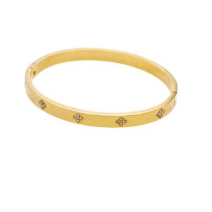 ESCLAVA DE ACERO DORADO MODELO TREBOLES