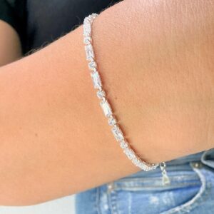 PULSERA DE PLATA RODINADA CON PIEDRAS