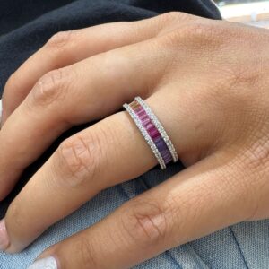 ANILLO DE PLATA RODINADA MODELO SIN FIN MULTICOLOR N14