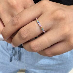 ANILLO DE PLATA RODINADA MODELO MEDIO SIN MULTICOLOR N17