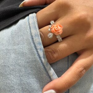 ANILLO DE PLATA RODINDA MODELO CON FLOR N16