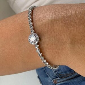 PULSERA DE ACERO BLANCO MODELO CON CIRCULO