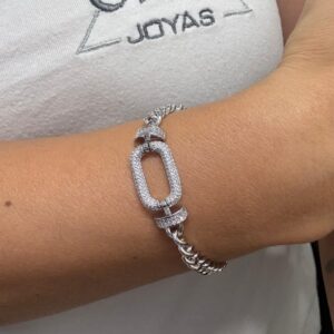 PULSERA DE ACERO BLANCO MODELO CON RECTANGULO