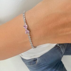 PULSERA DE ACERO BLANCO MODELO CORAZONES