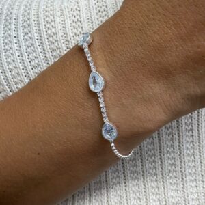 PULSERA DE ACERO BLANCO MODELO GOTAS COLOR BLANCO