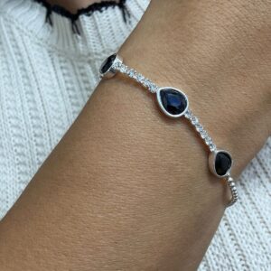 PULSERA DE ACERO BLANCO MODELO GOTAS COLOR NEGRO