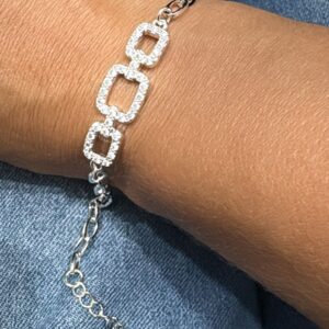 PULSERA DE ACERO BLANCO MODELO CUADRADOS