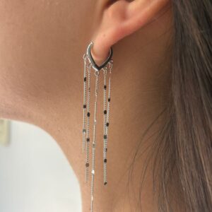 AROS DE PLATA RODINADA MODELO TIRAS FACETADAS