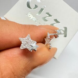 AROS DE PLATA RODINADA MODELO ESTRELLAS