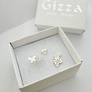 AROS DE PLATA RODINADA MODELO MARIPOSAS