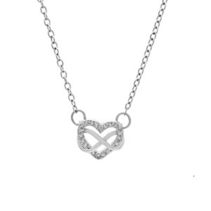 CONJUNTO DE ACERO BLANCO MODELO CORAZON CON INFINITO