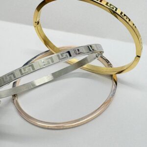 PULSERA DE ACERO ROSE MODELO ESCLAVA CON GUARDA GRIEGA