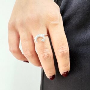 ANILLO DE PLATA MODELO LUNA INVERTIDA CON ESTRELLA