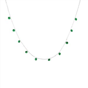 GARGANTILLA DE PLATA RODINADA Y CRISTALES COLOR VERDE