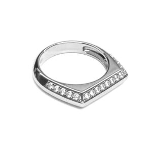 ANILLO DE PLATA RODIANDA MODELO PRISMA BLANCO