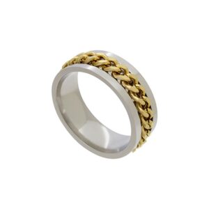 ANILLO DE ACERO MODELO GROUMET CON DORADO