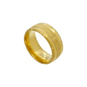 ANILLO DE ACERO DORADO MODELO LABRADO