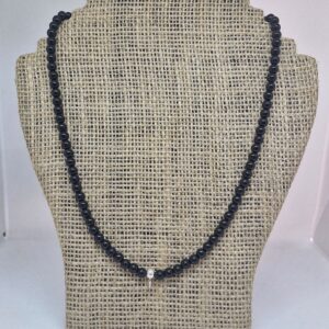 CADENA DE ACERO BLANCO Y PIEDRA ONYX 6MM