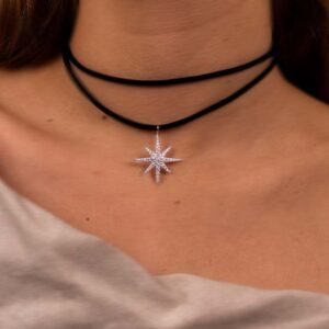 COLLAR LAZO CORDÓN CON DIJE ESTRELLA DE PLATA RODINADA