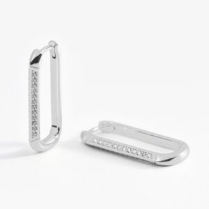 AROS DE PLATA RODINADA MODELO RECTANGULAR MEDIANO