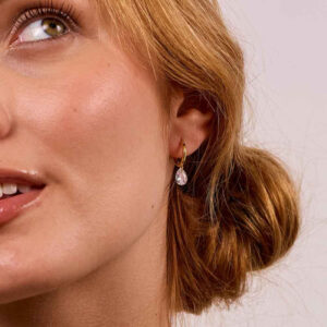 AROS DE PLATA RODINADA EN DORADO MODELO HUGGIE CIRCONITA GOTA