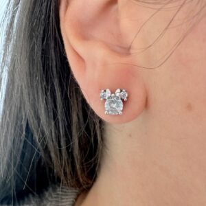 AROS DE PLATA RODODINADA MODELO MINNIE MOUSE CON PIEDRAS