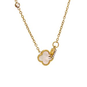 CONJUNTO DE ACERO DORADO CON TREBOL