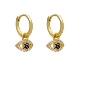 AROS DE ACERO DORADO MODELO HUGGIES CON OJITOS