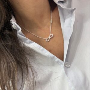 CONJUNTO DE PLATA RODINADA MODELO INFINITO CN PIEDRAS