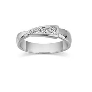 ANILLO DE PLATA RODINADA MODELO CON CUATRO PIEDRAS DEGRADE